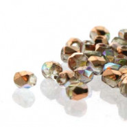 True2™ Czech Fire polished faceted glass beads 2mm - Crystal copper rainbow